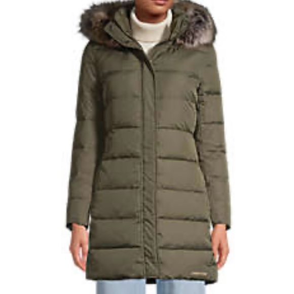 Land end down winter coat with hood Olive - Picture 1 of 2